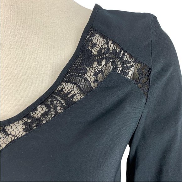 Express Small Blouse Black Lace Romantic S - Picture 3 of 7